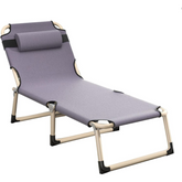 Reclining Foldable Outdoor Sun Lounger Cot Bed with Pillow – Heavy-Duty, Lightweight & Compact Camping Bed